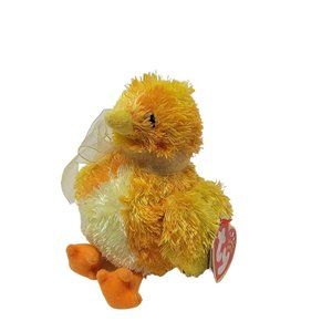 TY Beanie Babies Chickie Baby Chicken 6"  Easter Yellow Fuzzy 2001 With Tag